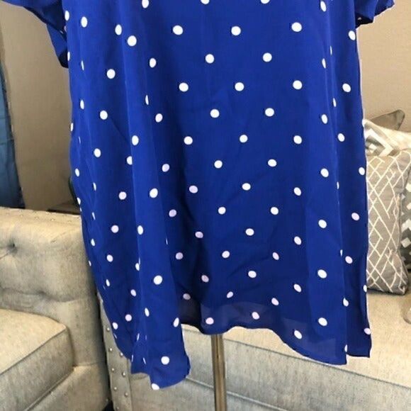 Gibson blue polka dot casual top 3X - Picture 3 of 10